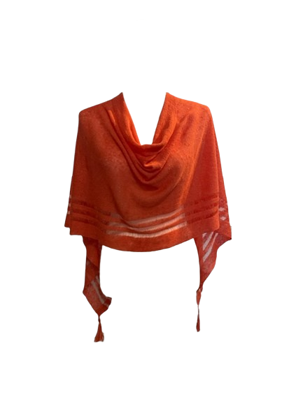 Irish Linen Poncho - Coral