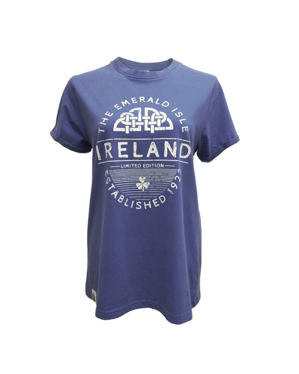 Cornflower Blue Celtic Knot Ireland Ladies T-Shirt - The Celtic Gift Store - Shirts & Tops