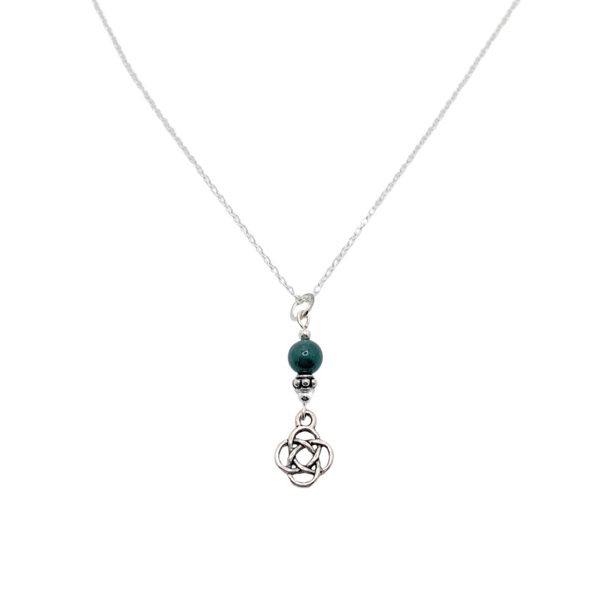 Cruth Moss Agate Round Celtic Knot Necklace - The Celtic Gift Store - Jewelry