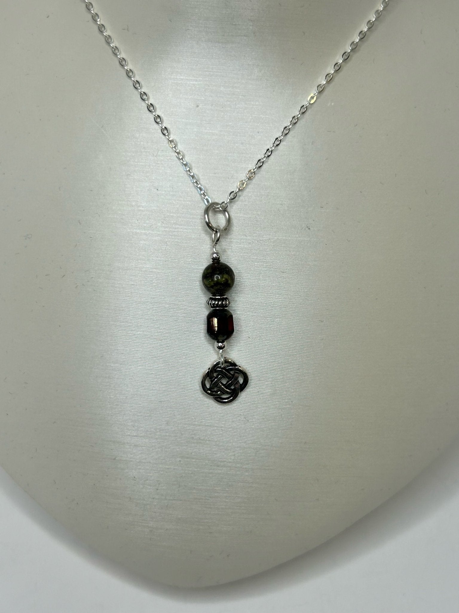Cruthú Dragon Blood Jasper Celtic Knot Necklace - The Celtic Gift Store - Necklaces