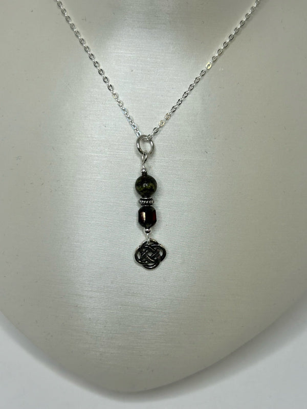 Cruthú Dragon Blood Jasper Celtic Knot Necklace - The Celtic Gift Store - Necklaces