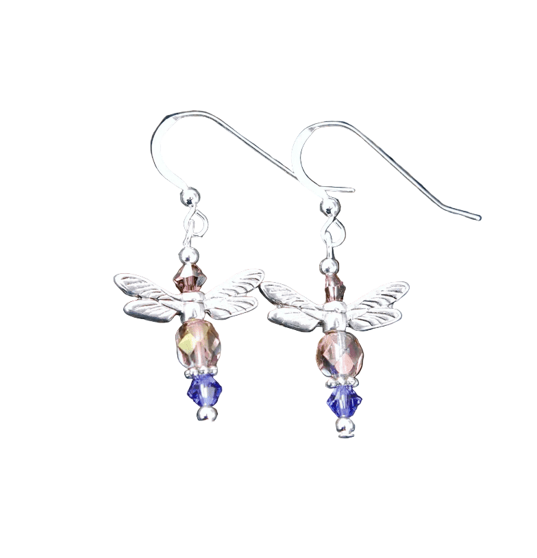 Cruthú Lavender and Soft Pink Celtic Dragonfly Earrings - The Celtic Gift Store - Earrings