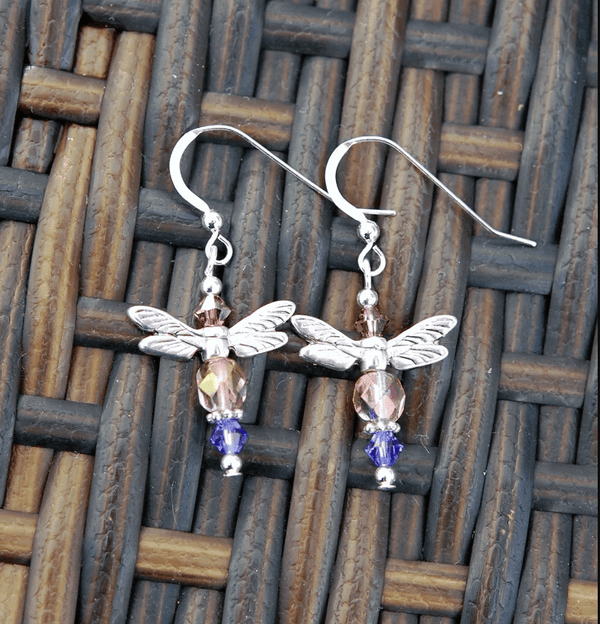 Cruthú Lavender and Soft Pink Celtic Dragonfly Earrings - The Celtic Gift Store - Earrings