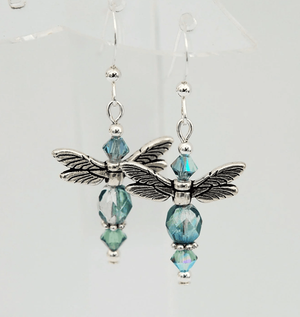 Cruthú Soft Green and Teal Celtic Dragonfly Earrings - The Celtic Gift Store - Earrings