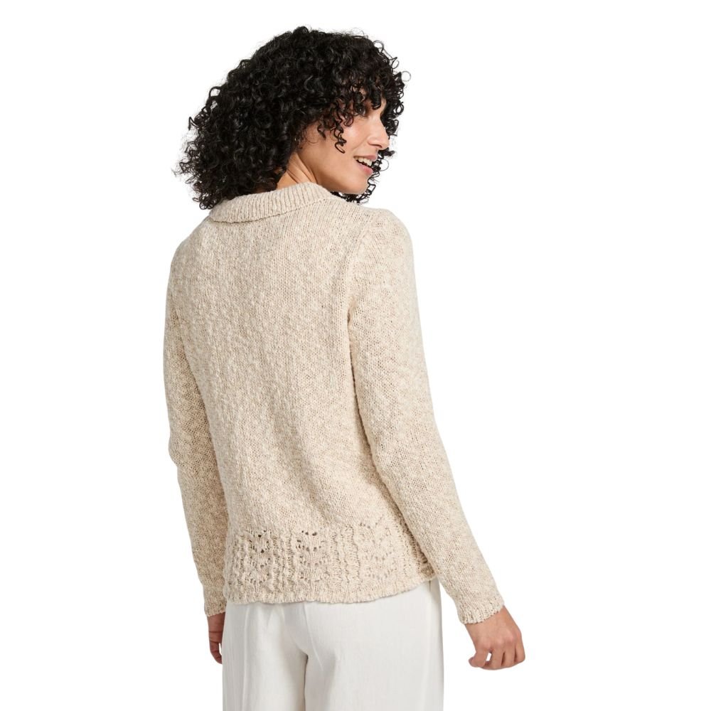 Danu Cotton/Linen Aran Lace Cardigan - Warm Oat