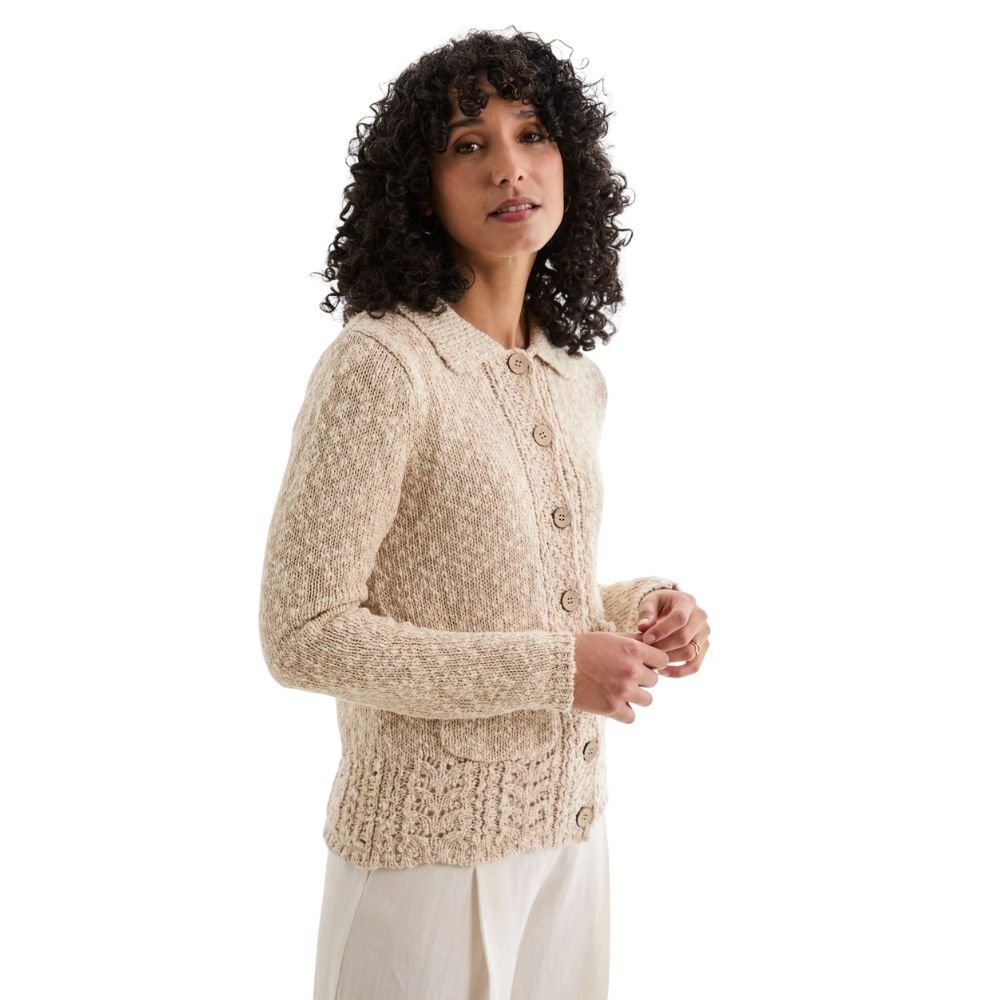 Danu Cotton/Linen Aran Lace Cardigan - Warm Oat