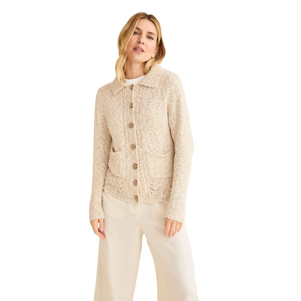 Danu Cotton/Linen Aran Lace Cardigan - Warm Oat