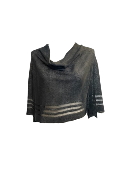 Irish Linen Poncho - Dark Grey