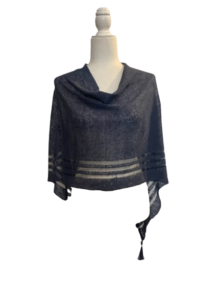 Irish Linen Poncho - Denim