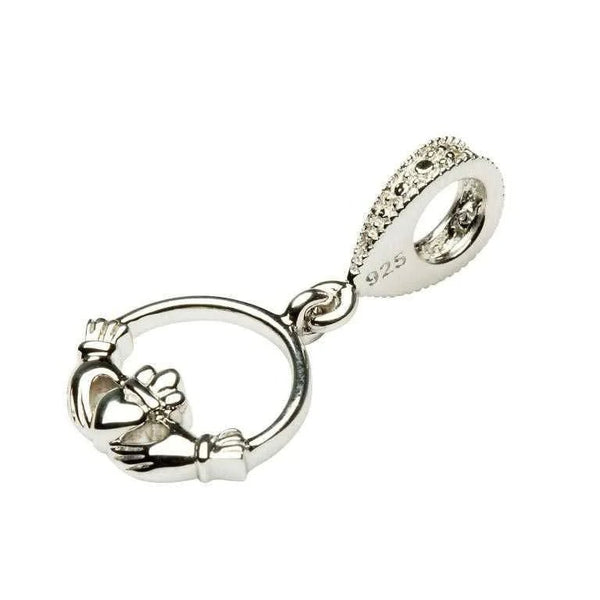 Diamond Set Claddagh Charm Bracelet Bead - The Celtic Gift Store - Jewelry
