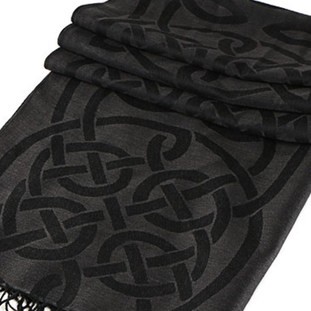 Double Sided Celtic Knot Scarf- Black