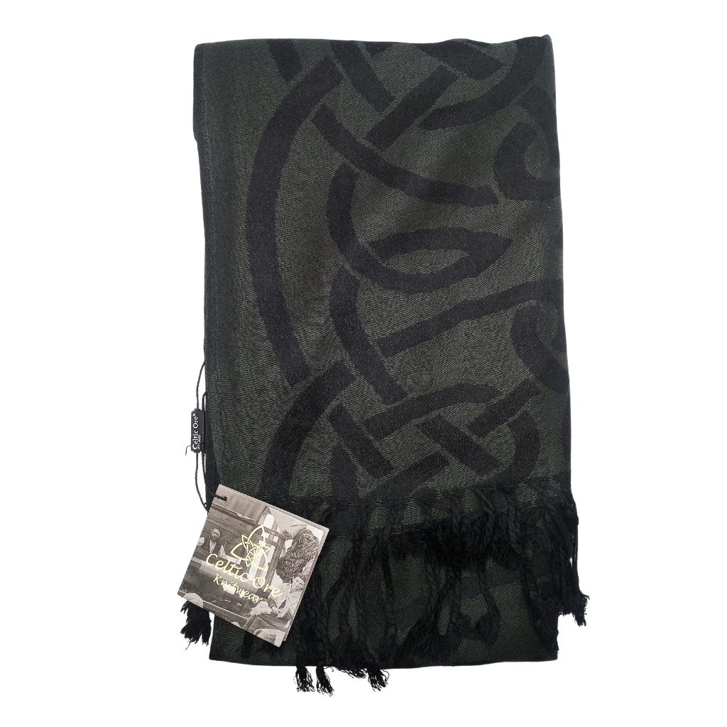 Double Sided Celtic Knot Scarf- Black