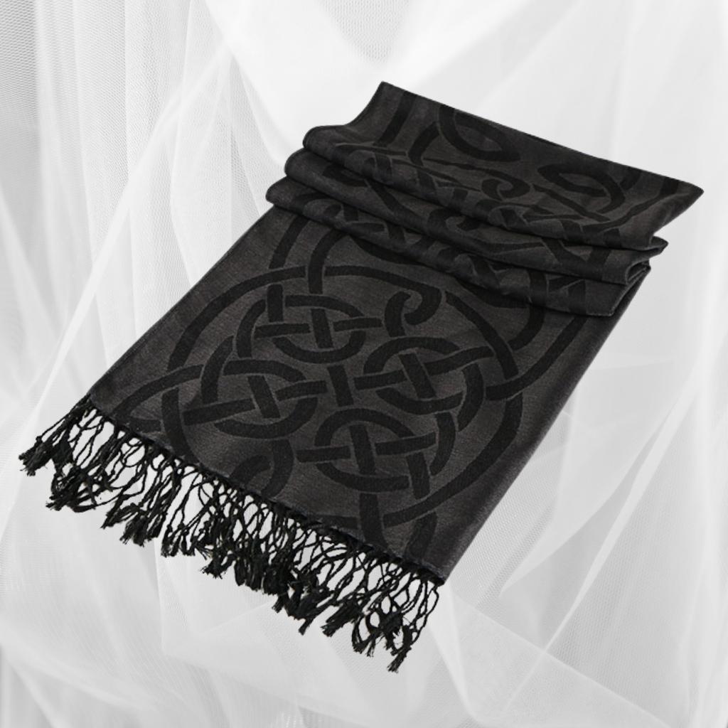 Double Sided Celtic Knot Scarf- Black