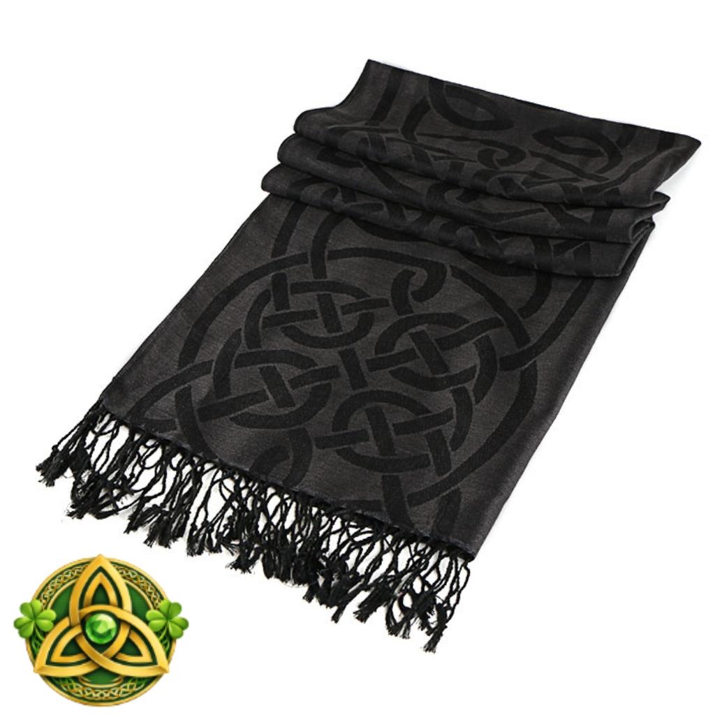Double Sided Celtic Knot Scarf- Black