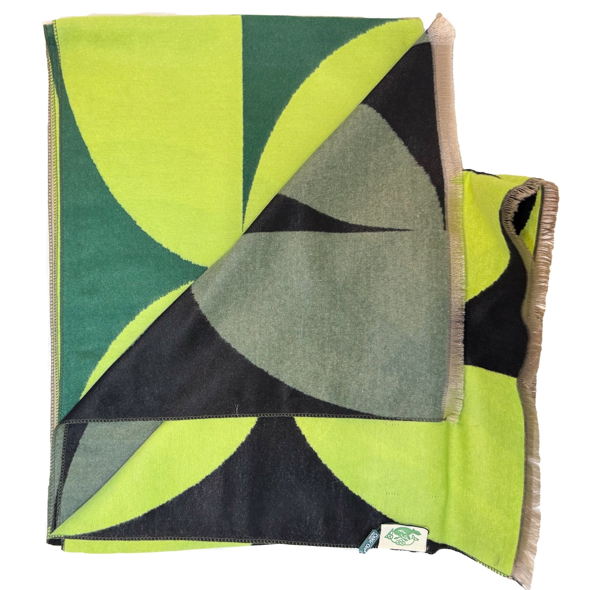 Double Sided Cubic Shamrock Scarf - Green/Black/Cream - The Celtic Gift Store - Scarves & Shawls