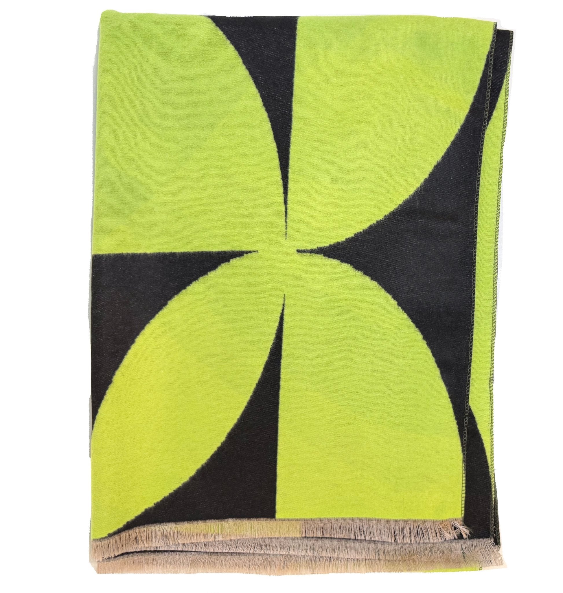 Double Sided Cubic Shamrock Scarf - Green/Black/Cream - The Celtic Gift Store - Scarves & Shawls
