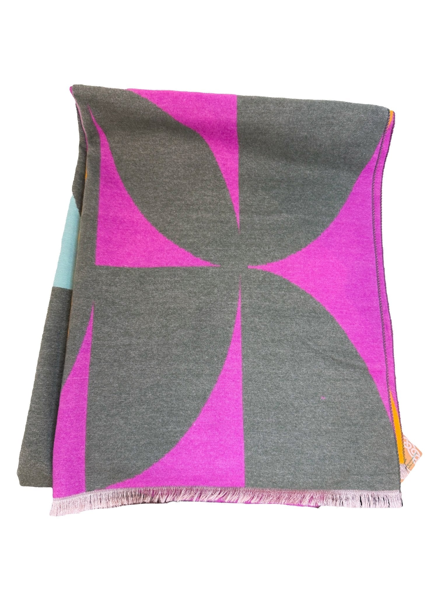 Double Sided Cubic Shamrock Scarf - Mustard/Teal/Pink - The Celtic Gift Store - Scarves & Shawls