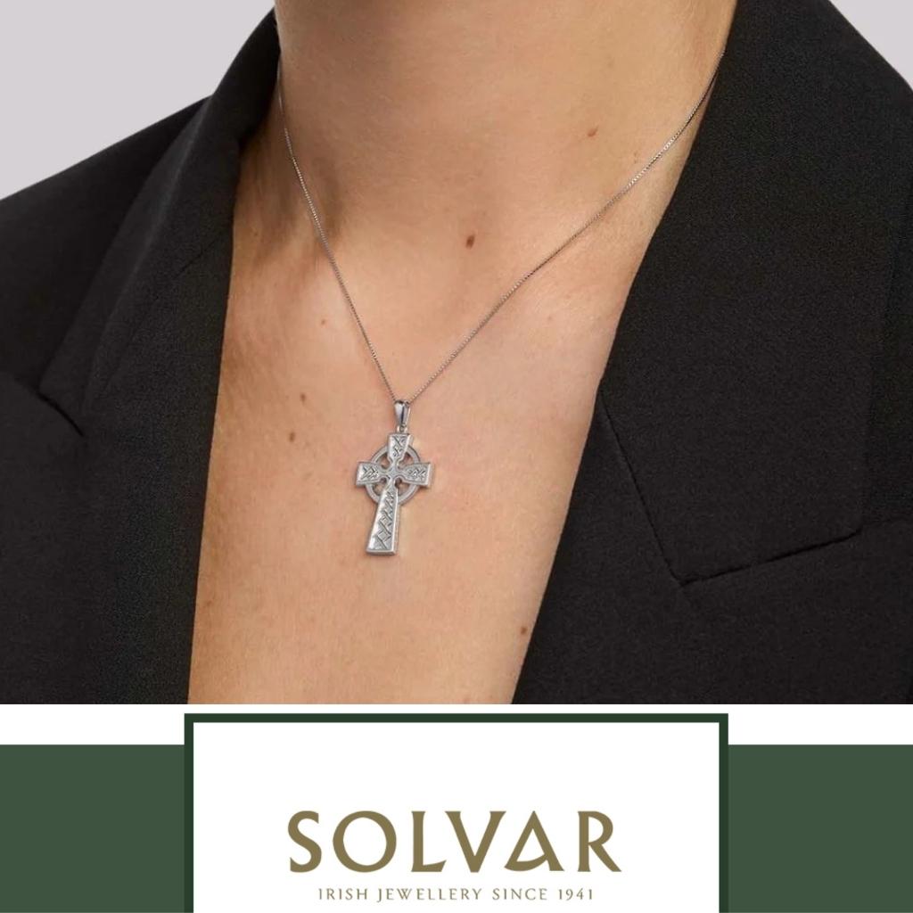 Double Sided Sterling Silver Celtic Cross Necklace