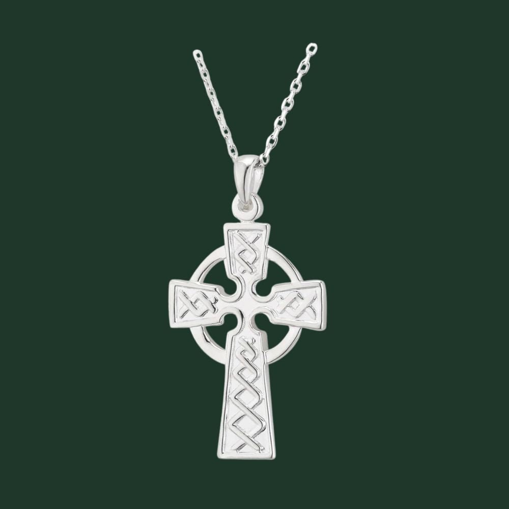 Double Sided Sterling Silver Celtic Cross Necklace