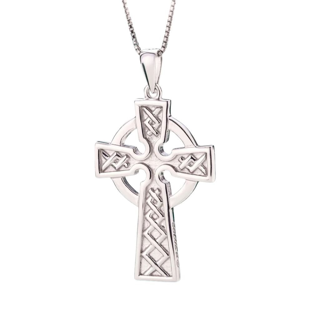 Double Sided Sterling Silver Celtic Cross Necklace