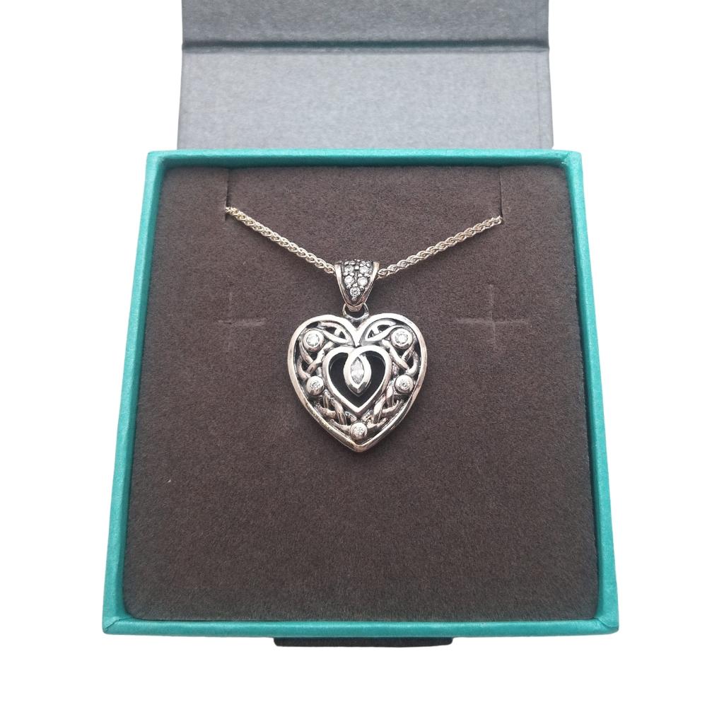 Double Sided Sterling Silver Celtic Heart Pendant- Small