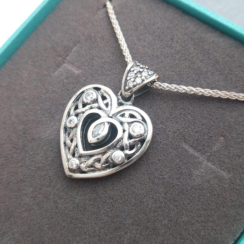 Double Sided Sterling Silver Celtic Heart Pendant- Small
