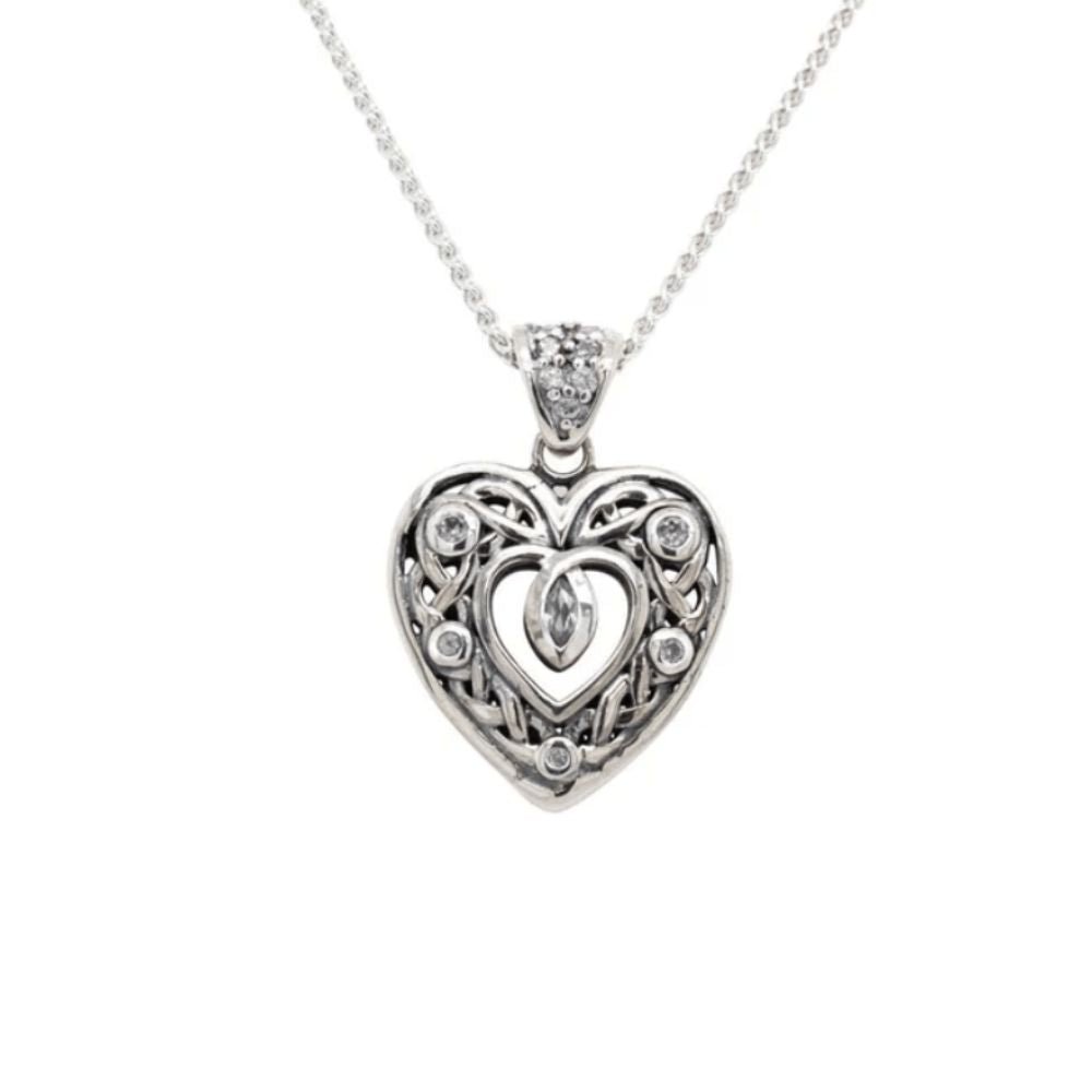 Double Sided Sterling Silver Celtic Heart Pendant - Small - The Celtic Gift Store - Necklaces