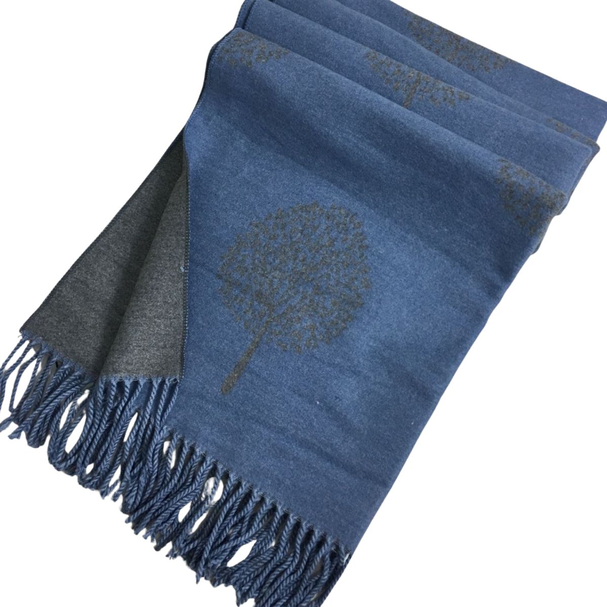 Double Sided Tree Scarf - Blue/Grey