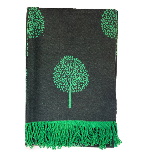 Double Sided Tree Scarf - Green/Black - The Celtic Gift Store - Scarves & Shawls