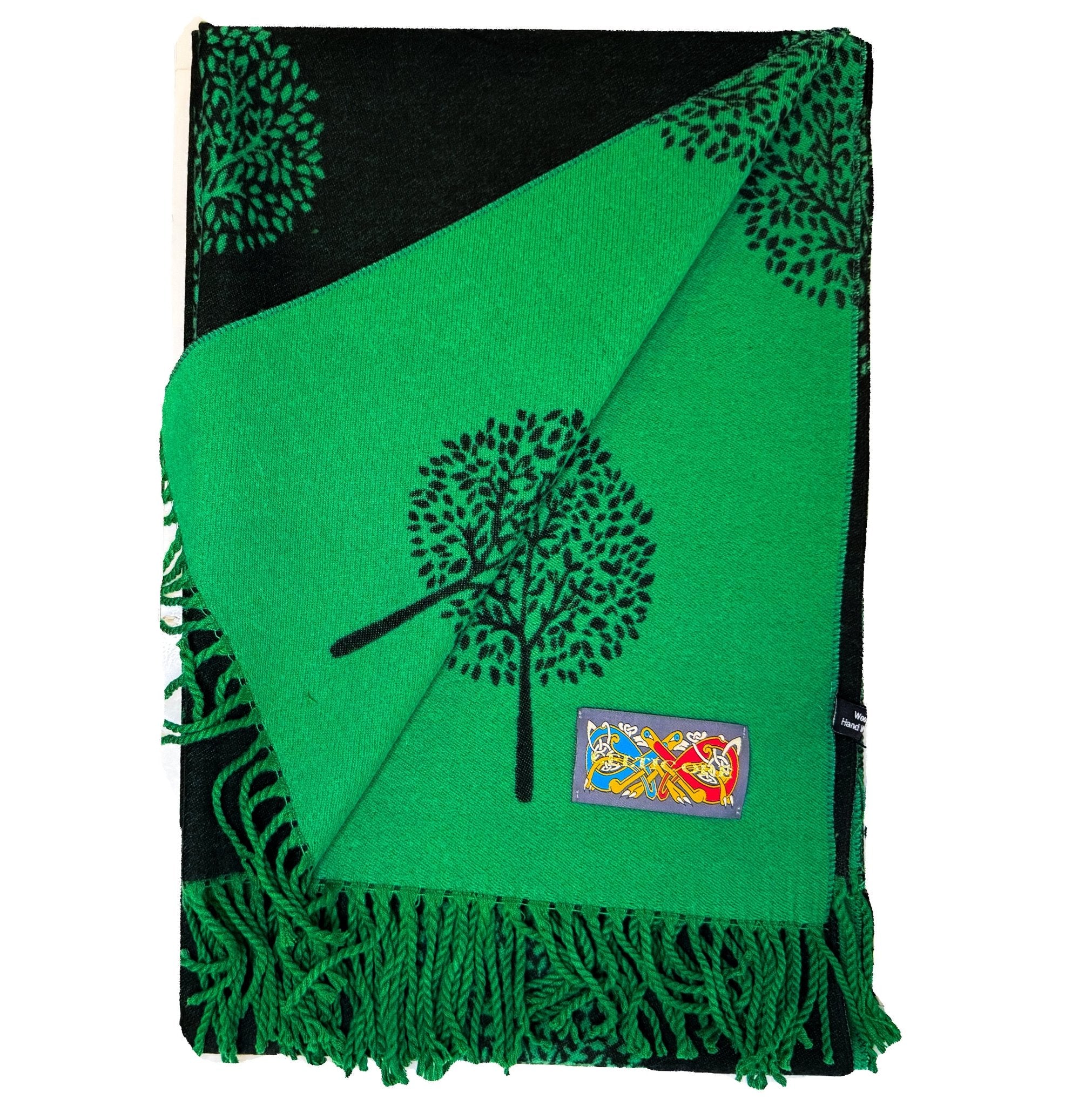Double Sided Tree Scarf - Green/Black - The Celtic Gift Store - Scarves & Shawls