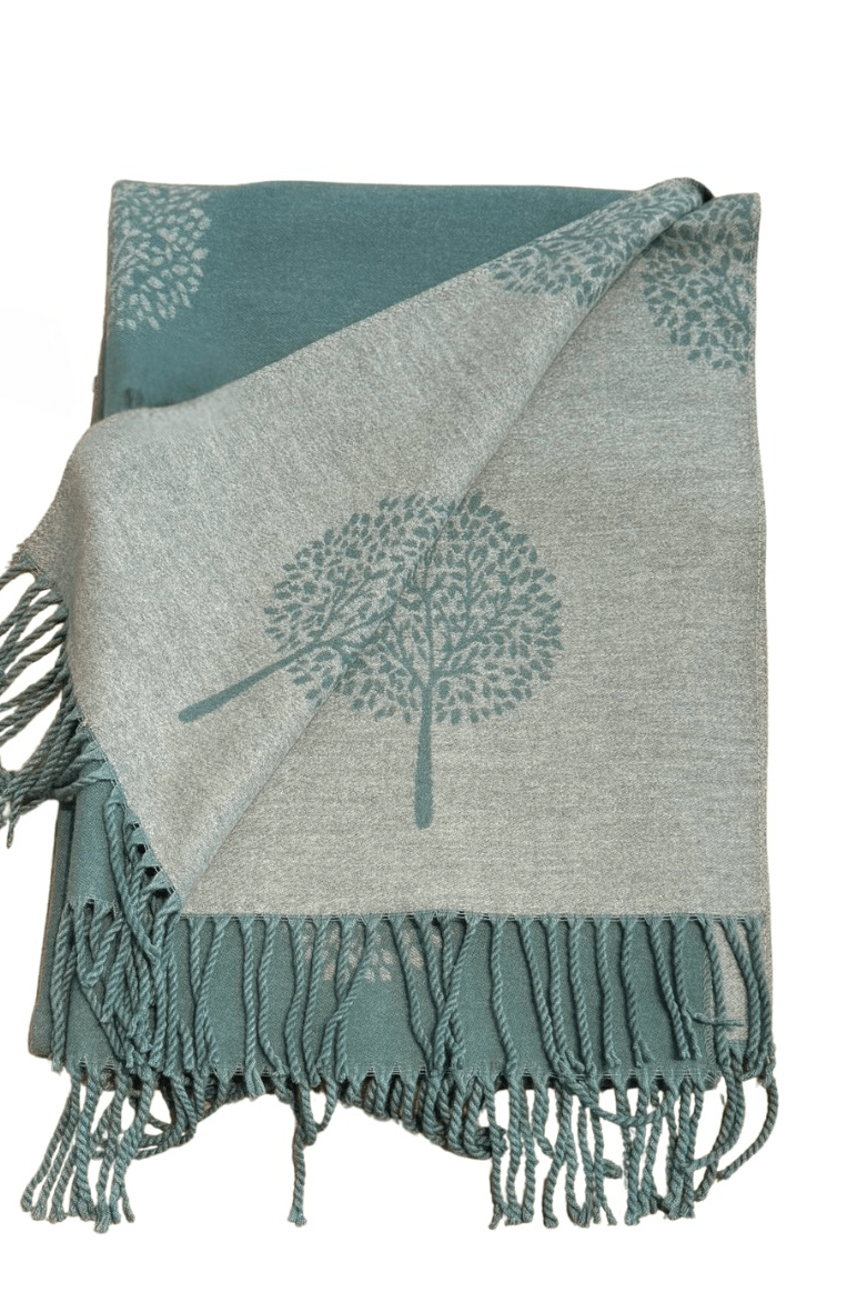 Double Sided Tree Scarf - Teal/Grey - The Celtic Gift Store - Scarves & Shawls