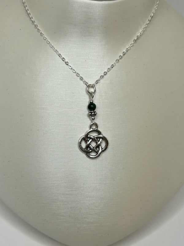 Emerald with Medium Round Celtic Knot Pendant - The Celtic Gift Store - 