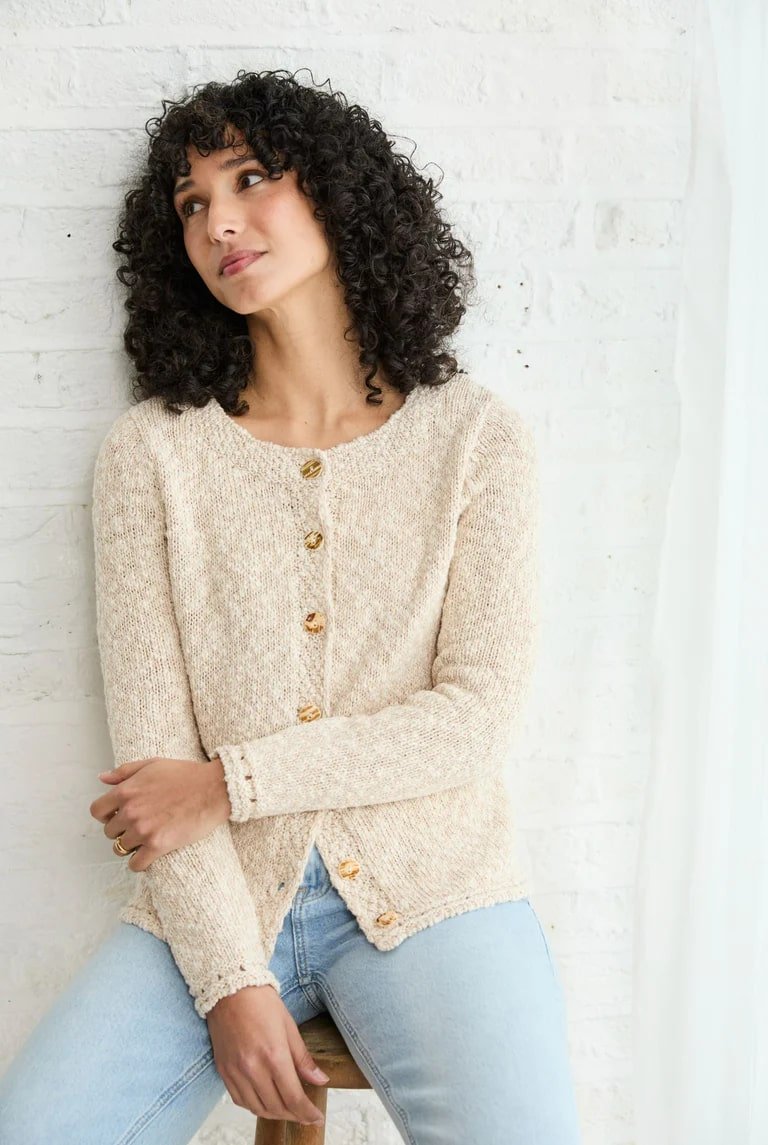 Epona Cotton/Linen Cardigan - Warm Oat - The Celtic Gift Store - Cardigan