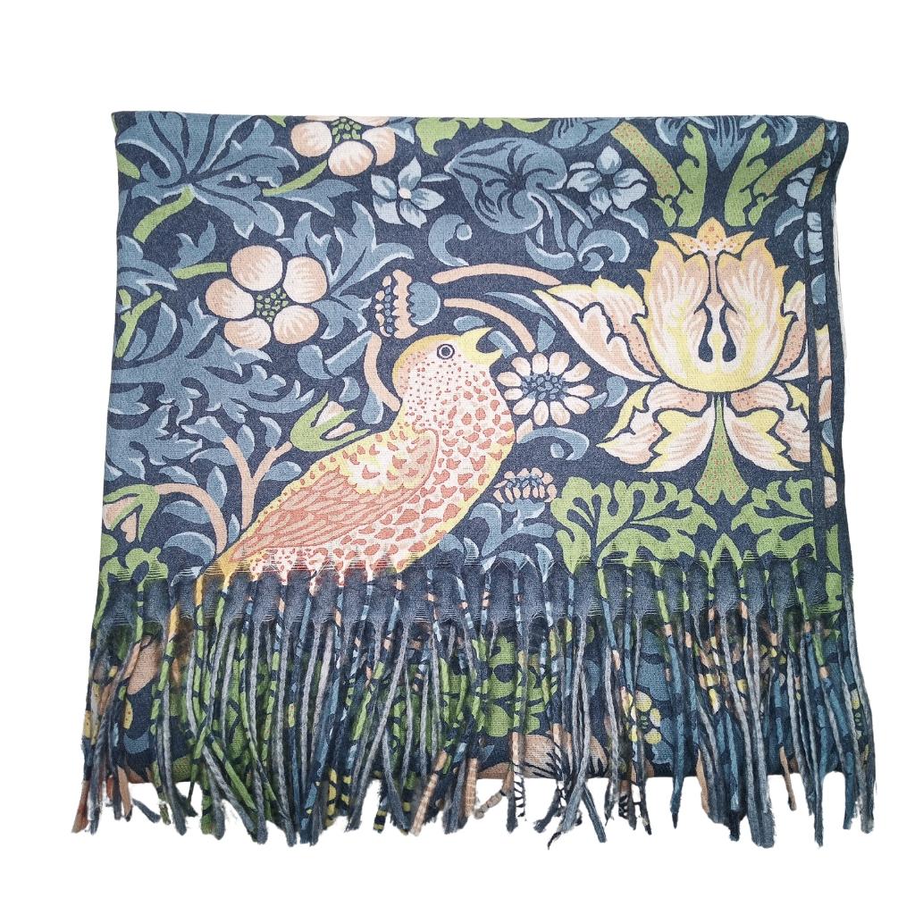 Erin Knitwear Pash William Morris Scarf - Straw Thief Blue