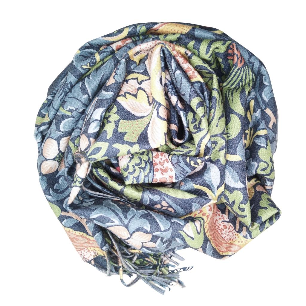 Erin Knitwear Pash William Morris Scarf - Straw Thief Blue