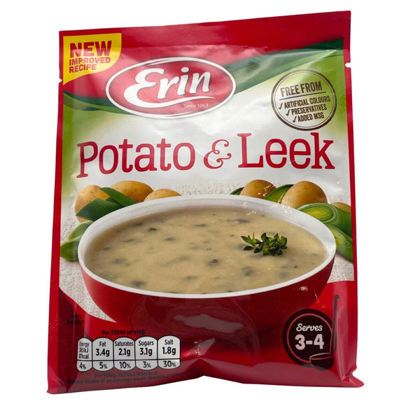 Erin Potato & Leek soup package on a white background