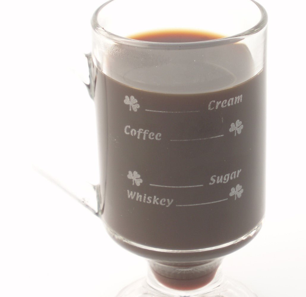 Etched Irish Coffee Glass Mugs (Set of 2) - The Celtic Gift Store - Drinkware