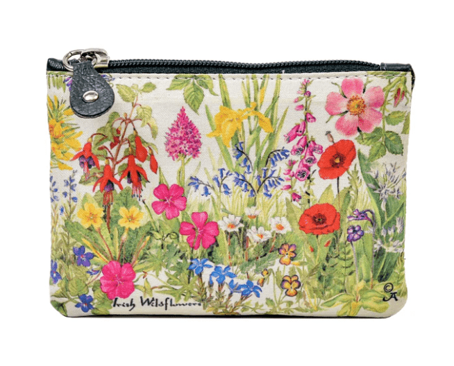 Fabric and Irish Leather Irish Wildflowers Change Purse - The Celtic Gift Store - Wallets
