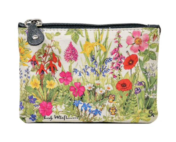 Fabric and Irish Leather Irish Wildflowers Change Purse - The Celtic Gift Store - Wallets