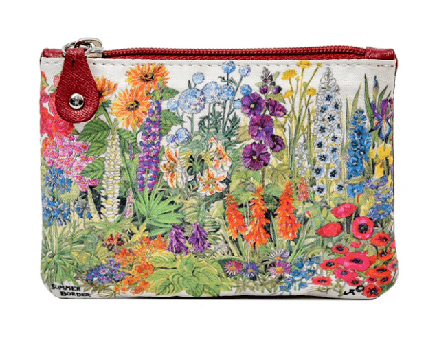 Fabric and Irish Leather Wicklow Gardens Change Purse - The Celtic Gift Store - Wallets