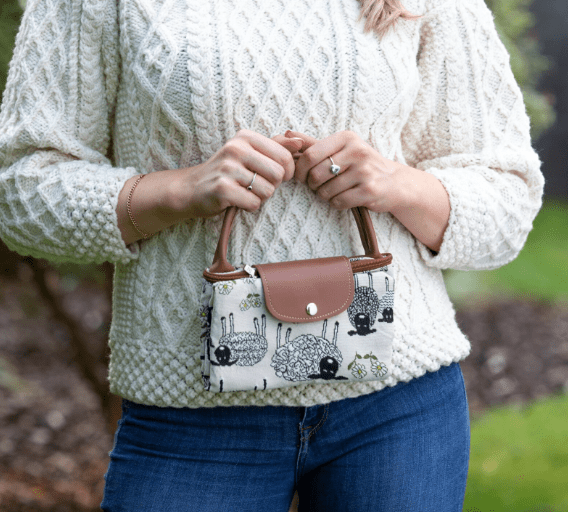 Fold Away Shopper - Sheep & Daisy White - The Celtic Gift Store - Handbags