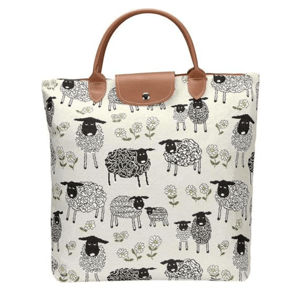 Fold Away Shopper - Sheep & Daisy White - The Celtic Gift Store - Handbags