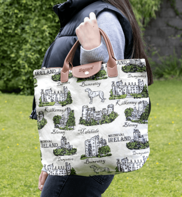 Foldaway Shopper Bag - Medieval Ireland Castles - The Celtic Gift Store - Handbags