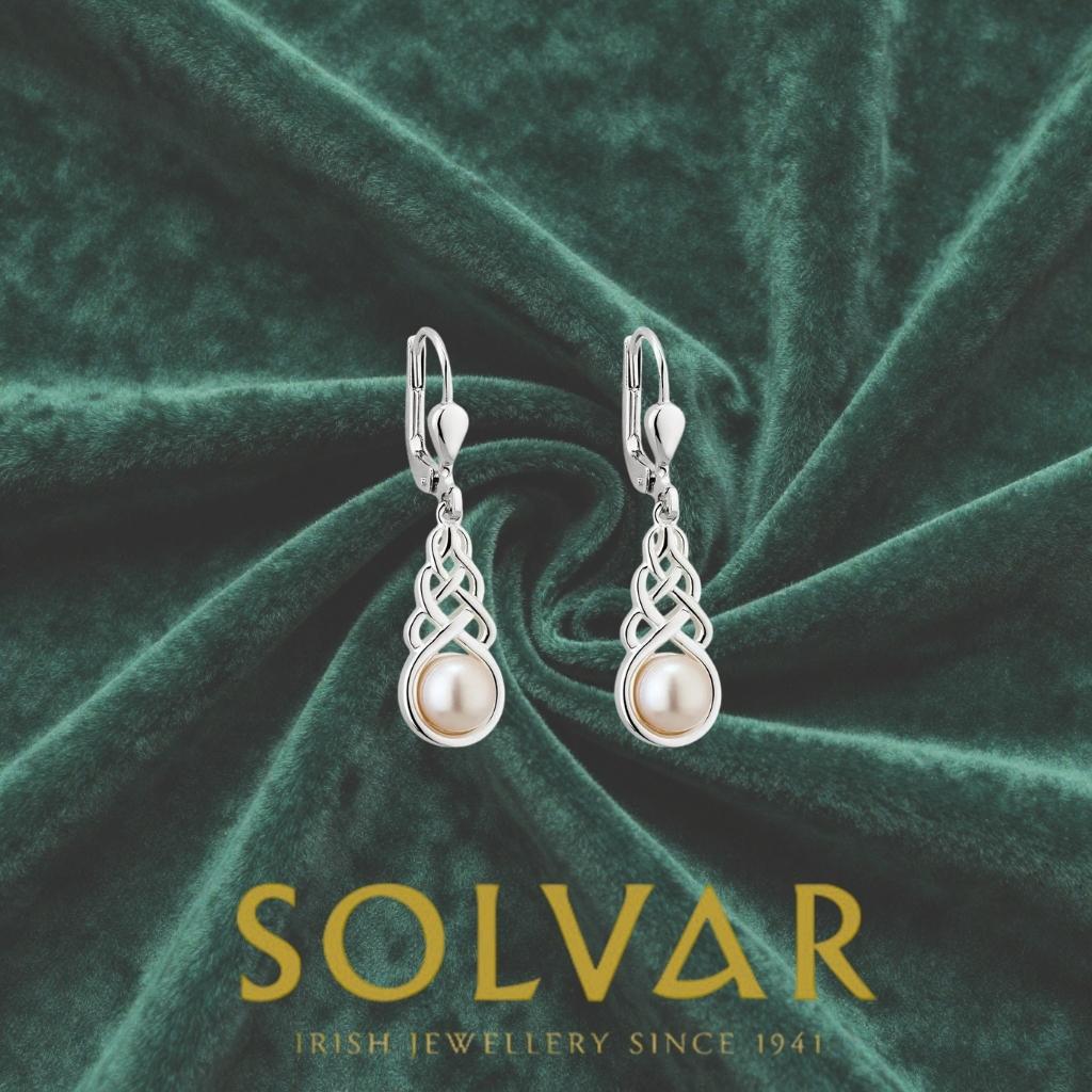 Freshwater Pearl Sterling Silver Celtic Knot Drop Earrings