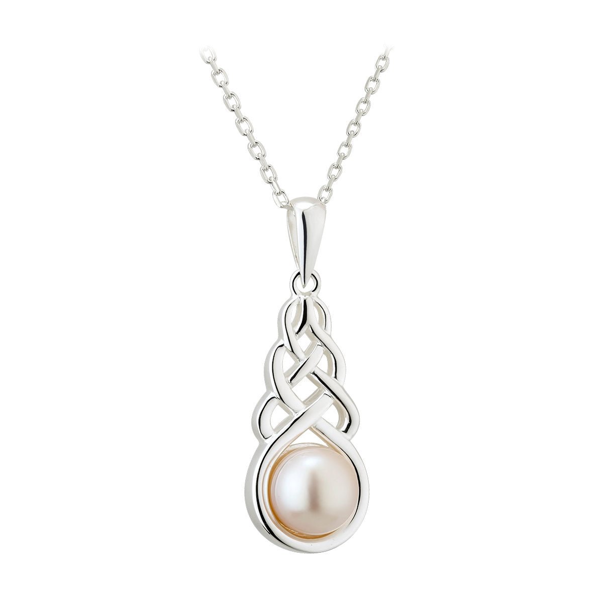 Freshwater Pearl Sterling Silver Celtic Knot Necklace - The Celtic Gift Store - Necklaces