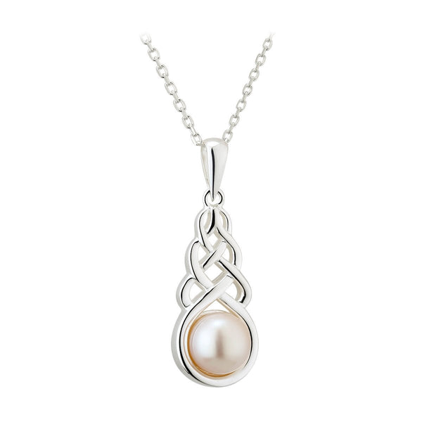 Freshwater Pearl Sterling Silver Celtic Knot Necklace - The Celtic Gift Store - Necklaces