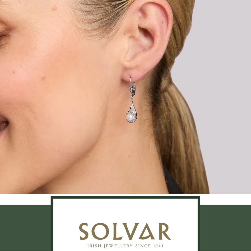 Freshwater Pearl Sterling Silver Trinity Knot Drop Earrings