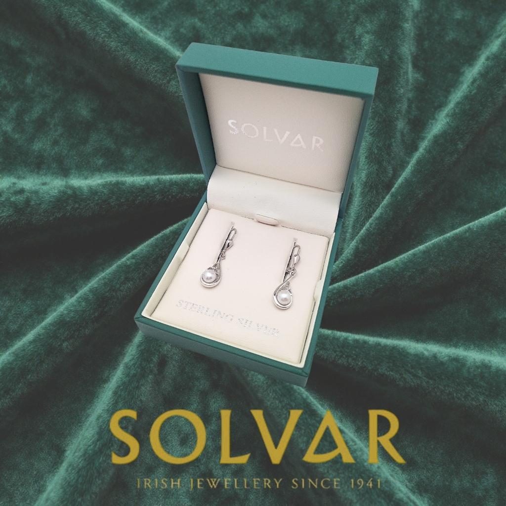 Freshwater Pearl Sterling Silver Trinity Knot Drop Earrings