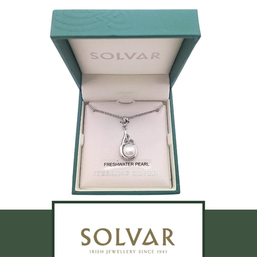 Freshwater Pearl Sterling Silver Trinity Knot Necklace