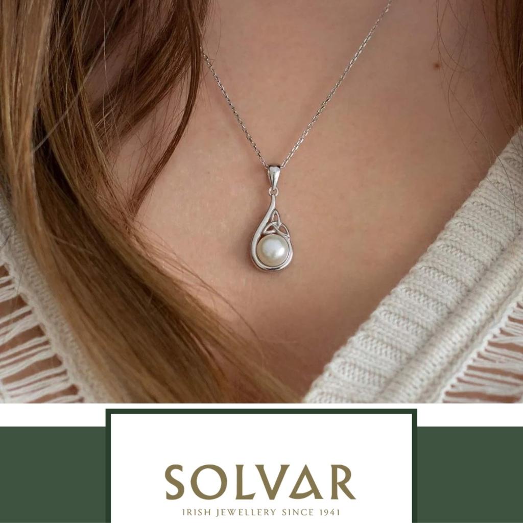 Freshwater Pearl Sterling Silver Trinity Knot Necklace